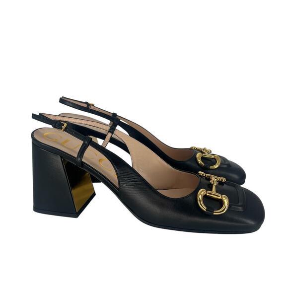 Gucci Baby Horsebit Slingback Pumps Black Leather Size 41 - Picture 8 of 16